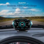 Obd2 Gauge Display with Speed, Heads Up Display for Cars P24, Fuel Consumption, RPM, Overspeed Alarm, OBD+GPS Digital Speedometer Suitable for All Car