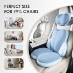FLORICH 3 PCS Seat Cushion for Carseat Lumbar Support Pillow Car Neck Headrest Pillows Ultrathick Memory Foam Seat Pads Pressure Relief Back Cushion for Office Chair(Blue) - Image 2