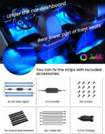 Pak Car LED Lights, Smart RGB 48 LED Car Interior Light with APP Control, Under Dash Car Strip Lights, Music Mode, DIY Mode, 2 Lines Design with Car Charger, Ambient Lighting for Cars, SUVs, Trucks - Image 7