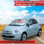 Front Windshield Sun Shade Compatible with Fiat 500 2010-2024 Car Windshield Sun Shade Foldable Sun Shield UV Protection Auto Accessories (Front Windshield Memory Steel Wire) - Image 5
