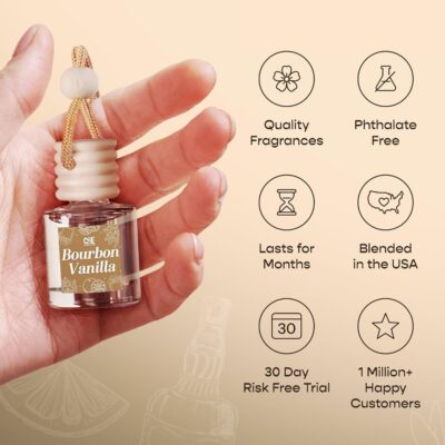 C&E Craft Co Hanging Car Air Freshener Diffuser 2 Pack, Long Lasting Fragrance Oil Car Freshener, Glass Bottle Auto Air Freshener, Made in USA (Pistachio & Salted Caramel) - Image 2