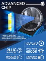 ZIMABLUE 7 inch LED Headlight 2PCS Cool White High Low Beam Plug and Play 7" round Headlights H6024 LED Headlight DOT Approved Compatible with Jeep Wrangler JK TJ CJ, Truck SUV etc (Reflector (2pcs)) - Image 5