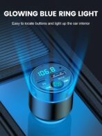 FM Transmitter for Car Bluetooth 5.3, [All-Metal] PD 30W & QC3.0 18W Fast Car Charger, Wireless FM Radio Kit Bluetooth Car Adapter, Noise Cancelling Hands-Free Call, Blue Light - Black - Image 7