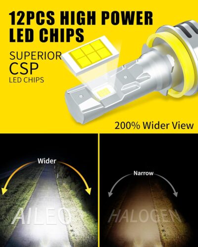 AILEO 2024 Upgraded H11 LED Bulbs,18000LM 60W 500% Ultra Brightness 6500K Cool White H8 H9 H11 LED Fog Light Bulb,Canbus Plug and Play,2Pcs - Image 4