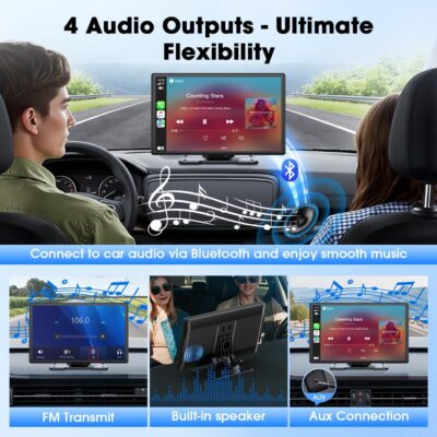 Carplay Screen for Car, 9'' Wireless CarPlay & Android Auto- Upgrade Portable Touchscreen with Bluetooth, Mirror Link, Voice Control, Hands-Free Calling,Plug & Play Car Play Screen - Image 4