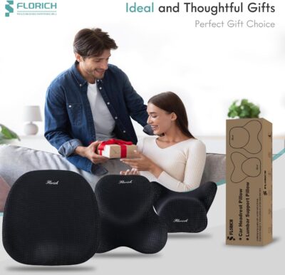 FLORICH Car Seat Cushion and Lumbar Support Pillow for Office Chair Car, Neck Headrest Pillow, Ergonomic Memory Foam, Pressure-Relieving Back Support for Car, Office Chair & Wheelchair – Black - Image 8