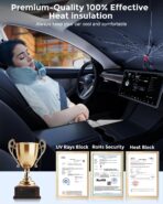 DMJN Umbrella Windshield Sun Shade - Medium, Car Sunshade for Front Windshield [Nano Ice-Crystal Coatings] UPF50+ Heat & UV Block, Protect Interior & Keep Cooler Universal for Car, SUV, Truck - Image 4