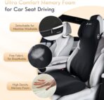 FLORICH Car Seat Cushion and Lumbar Support Headrest Pillow Memory Foam Ergonomic Car Cushion Back Neck Support Pillow Sciatica & Back & Tailbone Pain Relief Cushion for Car Seat Driving, Black - Image 4