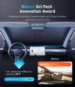 Wigoo Tesla New Model Y Accessories Windshield Sunshade [OEM Design, 100% Sun Blockage] Foldable Heat Insulation Sunshade with Storage Bag, for Model Y 2020~2026 (Juniper), Silver Coating - Image 2