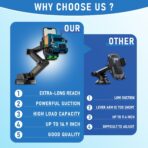 Heavy Duty Phone Holder - Long Arm, Anti-Shake Suction Cup, Compatible with All Phones & Vehicles - Image 4