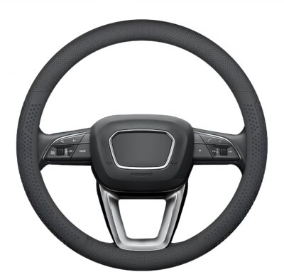 Leather Steering Wheel Cover for Chevy Silverado 1500 2500 3500, 14.5-15 inches Car Steering Wheel Cover with Non-Slip Breathable (Black) - Image 7