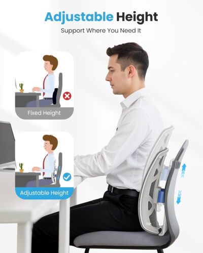 COMFIER Heated Lumbar Support Pillow with Vibration Massage, Back Support Cushion for Office Chair, Adjustable Height up to 18.1 in – Thoughtful Gifts for Mom Dad Women Men - Image 3