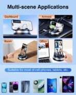 Dash Cell Phone Car Mount, Multifunctional Car Dashboard Mobile Phone Holder, 360 Rotatable Non Slip Mat Universal Car Phone Stand Hands Free, Compatible with iPhone, Samsung, Google, Android - Image 8