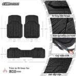 CAR PASS Heavy Rubber Car Floor Mats, Deep Waterproof Car Mats All Weather, Universal Trim-to Fit Automotive Floor Mats for Car SUV Truck Van, Durable Floor Liners Solid Black - Image 3