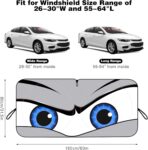 Car Windshield Sun Shade, Funny Eyes Sun Visor, Wear-Resistant Black Tape, Foldable 59‘’x27.5‘’/63''x31.5'' - Image 2