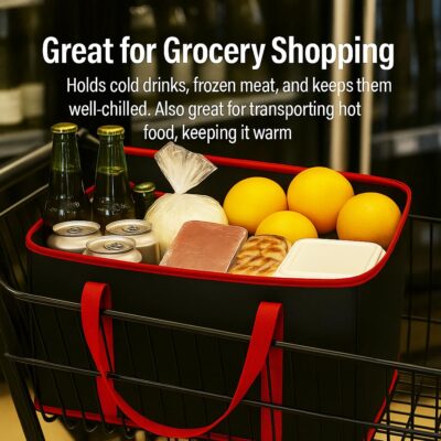 musbus 2Pk Trunk Organizer for Car Insulated Reusable Grocery Bags, Collapsible Cooler Bag for Groceries, Heavy Duty Large Insulated Bag (Large, Charcoal Black) - Image 3