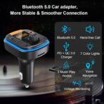 Bluetooth FM Transmitter for Car - BAISHUN Bluetooth 5.0 Adapter PD20W+QC3.0 Cigarette Lighter Radio Receiver Music Player Car Charger Supports Hands-Free Call Siri Google Assistant - Image 2