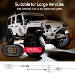 Honalia Pure White Rock Light Extension Wire 4 PCS, Extension Cable 47 Inch 2 Pin, 6000K White LED Rock Lights for Trucks UTV ATV RZR Golf Cart - Image 5
