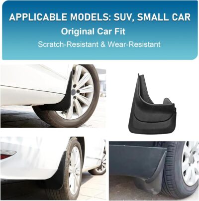 2 PCS Car Mud Flaps, Tire Rear Splash Fender Guard Trim Kit for All Weathers, PVC Anti-scratch Waterproof Mudguard Protector, Seamless Fit Modification Part for Cars SUVs Trucks (Black) - Image 6