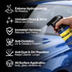 500ML Ceramic Coating for Cars: Quick Effect Coating Agent for Car Motorcycles Trucks & RVs - Extreme Hydrophobic Water Beading & Deep Gloss Shine for Long-Lasting Polish Spray Wax - Image 3