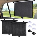 2PCS Car Window Shades for Baby, 18"×15" Retractable Car Shades for Side Window with Suction Cups, Blocks Heat and UV Rays Glare Protection, Baby Auto Accessories for Cars House Office Window