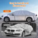 Half Car Cover Top, Windshield & Sunroof Cover for Ice and Snow with Cotton Liner, Car Cover Waterproof All Weather for Snow, Sun, Rain, Dust, UV Protection Fit Sedan Universal - Image 4
