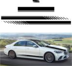 5 PCS Car Hood Stripe Sticker, Vinyl Modified Rearview Mirror Decals, Racing Sports Auto Body Side Sticker Decoration, Universal Exterior Stickers for Skirt Roof Bumper (Small, Black)