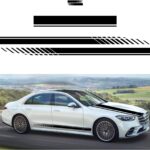 5 PCS Car Hood Stripe Sticker, Vinyl Modified Rearview Mirror Decals, Racing Sports Auto Body Side Sticker Decoration, Universal Exterior Stickers for Skirt Roof Bumper (Small, Black)