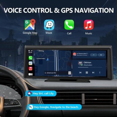 Wireless CarPlay Screen with 2K Dash Cam, 8.1" Portable Touchscreen Car Stereo with CarPlay & Android Auto, 1080P Backup Camera, Voice Control, Bluetooth, Mirror Link, GPS Navigation - Image 4