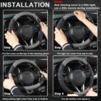 GIANT PANDA Car Steering Wheel Cover for Ford - F150 F250 F350 Expedition, (15.5-16 inches - Black+Gray) - Image 6