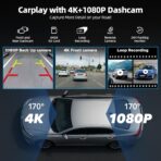 Volam 9.26'' Carplay Screen for Car with 4K Dash Cam, Compatible with Apple Carplay & Android Auto, Carplay with 1080p Backup Camera, Mirror Link, Loop Recording, GPS Navigation - Image 5