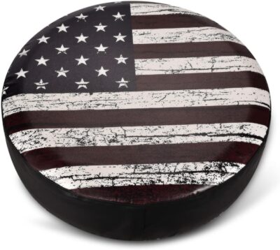Spare Tire Cover, Wheel Cover with American USA Flag PVC Leather Waterproof Dust-Proof Universal Fit for Jeep Trailer RV SUV Camper Vehicle (14 Inch) - Image 3