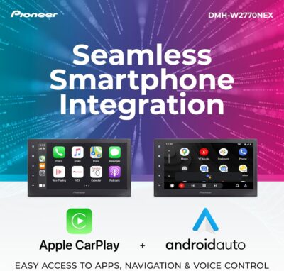 Pioneer DMH-W2770NEX 6.8" Capacitive Touchscreen, Double Din – Wireless & Wired Apple CarPlay & Android Auto, Bluetooth, Backup Camera, FLAC, Short Chassis, HD Radio - Image 3