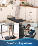 Ophanie Kitchen Mats for Floor, 3/4 inch Thick, 20x32 Anti Fatigue Cushioned Mat, Kitchen Rugs, Waterproof, Comfort Ergonomic Standing Mat for Office, Home, Sink, Black Non-Slip Ridged Bottom - Image 9