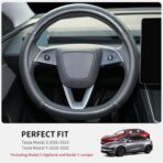 Carbon Fiber Leather Steering Wheel Cover for Tesla Model 3/Y 2016-2025 2026 Juniper/Highland, Non-Slip Breathable Steering Wheel Protector for Tesla Model 3/Y Accessories 2026 - Image 2