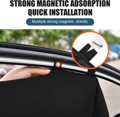 Car Window Sun Shade for Side Window, 4 Pcs Magnetic Covers Blackout Car Sun Shade Privacy Curtains Universal UV Protection Automotive Sunshades for Family Baby Kids Camping - Image 3