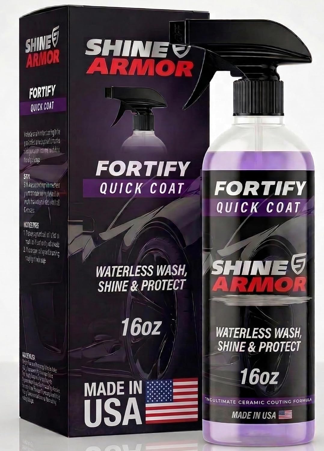 717gpCBjkL._AC_SL1500_.jpg Car Wax Spray and Ceramic Coating for Cars - 3 in 1 Waterless Car Wash and Detailing - Quick Effect Coating Agent for Car - High Gloss Top Coat, Shiny Car Stuff by Shine Armor - Protective Wax 16FlOz - Image 1