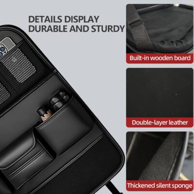 2 Pack Leather Car Backseat Organizer with Foldable Table Tray, Car Storage Organizer with Tablet Holder, Car Seat Back Protectors Kick MatsTravel Accessories - Image 3