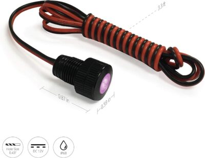 Oznium BRIGHTEST Light Bolt - Flush Mount 12V LED Light for Bumper, Grille, Cars Interior, Dash, Ambient Lighting, Motorcycle w/SLEEK Aluminum Housing & Screw Nut (11 mm Black, UV Ultra Violet LED) - Image 4