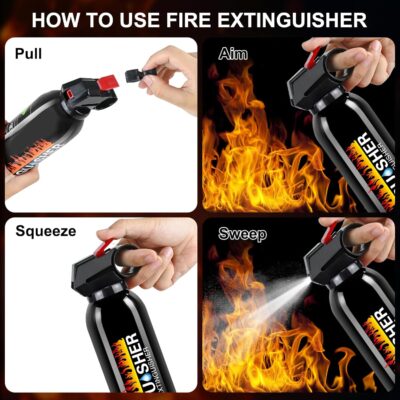 6Pack Fire Extinguisher for Home - 8 in 1 Portable A, B, C, K Fire Extinguishers with Mount, 620ml Emergency Survival Extinguisher for Vehicle, Car, Boat, Truck & Office, Versatile Fire Protection - Image 6