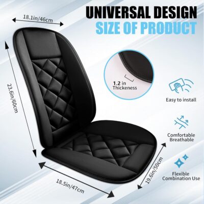 Chezope Car Seat Cushion with Back Support Pillow, Car Seat Cushion for Long Driving, Breathable Car Seat Protector, 1.2'' Thick Memory Foam Design for Pain Relief, Seat Pad for Car SUV Truck (Black) - Image 2