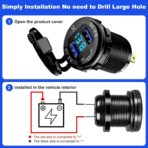 12V Flush Mount Car Charger, Aluminum Metal Body with LED Voltmeter and Switch, Dual QC3.0 USB Port for Marine, RV, Motorcycle & Panel Mounting (red) - Image 5