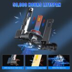9005 9006 Bulbs Combo, 800% Brighter High Low Beam Bulbs, Real 1:1 Mini Size with Cooling Fan, Pack of 4 - Image 2