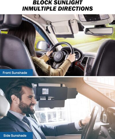 JoyTutus Car Sun Visor Sunshade Extender, Adjustable Sun Visor Protects from Anti-Glare, UV Rays Blocker Window Windshield Sunshade Extender for Car SUV - Image 3