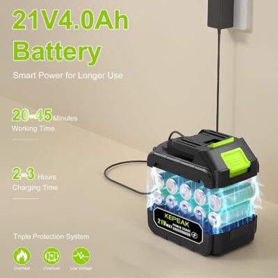 KEPEAK Cordless Pressure Washer, 1450PSI Portable Power Washer with 6-in-1 Nozzle, 21V Hand Held Pressure Washer with 2 Batteries, Electric Power Cleaner for Car, Garden, Home - Image 7