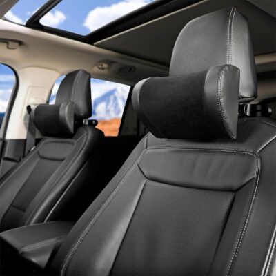 Mandark Car Neck Pillow, Memory Foam Vehicles Adjustable Support Headrest Pillow with Hook ＆ Tablet Phone Holder Mount, Multifunctional Auto Interior Accessories, Universal for SUV RV Truck (Black) - Image 2