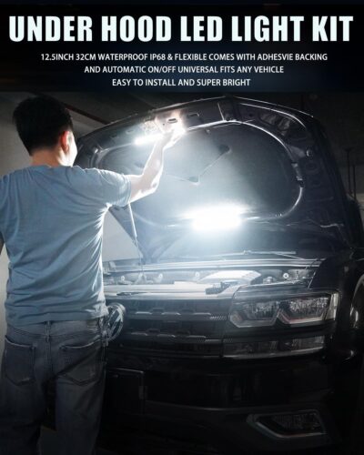 Under Hood Light Under Hood Led Light Kit for Car Engine Bay Led Light kit Car Hood Work Lights Inspection Lights with Automatic On/Off, Universal Fits Any Vehicle 12V 1Set - Image 2