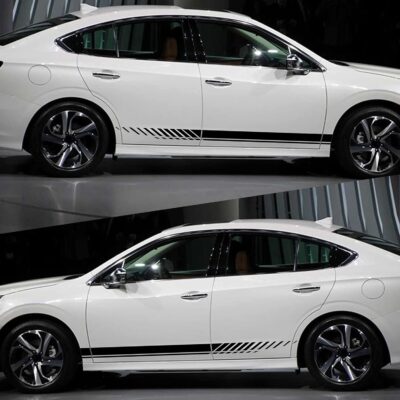 SUNJIKA Universal Vinyl Side Body Car Decals Racing Stripes Sticker Stripe Graphics Car Side Decals for SUV Off-Road Auto Car Body Side Door Decoration Racing Accessories 2PCS (Black) - Image 4