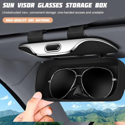zipelo Sunglasses Holder for Car Sun Visor, Protective Automotive Eyeglasses Storage Case Hanger, Soft Vehicle Interior Glasses Organizer Box Accessories, Universal for SUV Sedan Truck (Black) - Image 5