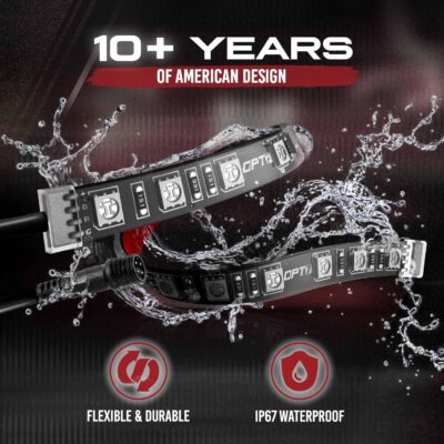 OPT7 Aura Single Row Expansion Pack - 2pc 12” RGB Multicolor LED Strips w/Splitters and Extension Wires for Interior, Wheel Well, Grille, Golf Cart, Car, Boat Underglow Lights - Image 4